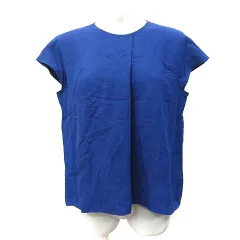 ボールジー BALLSEY トゥモローランド シャツ ブラウス プルオーバー フレンチスリーブ 麻混 リネン混 36 S 青 ブルー /YI