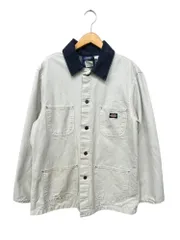 DICKIES (ディッキーズ) コットンカバーオール 裏チェック 襟コーズ 古着 90s 00s M ホワイト系×ネイビー メンズ/199