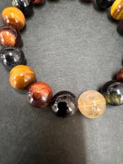 【送料無料】【最強金運・仕事運】ルチルクォーツ×3色タイガーアイ 天然石ブレスレット「品番603」