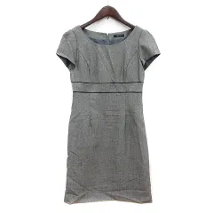 コムサイズム COMME CA ISM ワンピース ひざ丈 半袖 ウール M グレー /MN