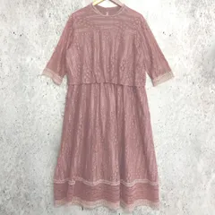 DELLISE NOIR デリセ ノアール フォーマル レース 7分袖 パーティ ドレス ピンク 3Lサイズ 〇□☆