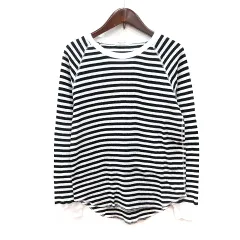 フリークスストア FREAKS STORE カットソー クルーネック ボーダー 長袖 F 白 ホワイト 黒 ブラック /MN