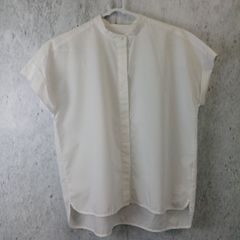 新品/未使用】SA-RAH タイプライターコットン ちび襟ギャザー半袖 