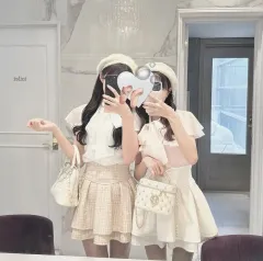 ミシェルマカロン ツイード スカート ベージュ S エブリンスナイデルグレイアンルノエミー