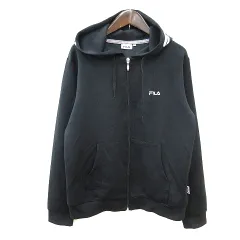 フィラ FILA パーカー ジップアップ プリント M 黒 ブラック /MN