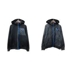 プーマ PUMA パーカー ジップアップ 総柄 リバーシブル S 黒 ブラック /MN