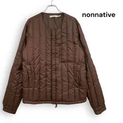 R2603/ nonnative DWELLER DOWN BLOUSON POLY TAFFETA ノンネイティブ ノーカラー ライト ダウン ジャケット ブラウン サイズ２のサムネイル