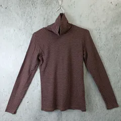 無印良品 タートルネック 長袖tシャツ カットソー トップス ボーダー レディース XS パープル系〇◇