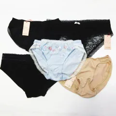 未使用タグ付 triumph AMO STYLE ショーツ 5点 まとめ トリンプ アモスタイル 下着 Mサイズ 刺繍 花柄 ベージュ ブラック 黒 水色 レース  パンツ レディース 保管品 E490Z