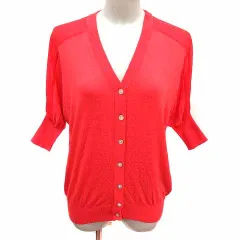 プラステ PLST カーディガン ニット Vネック ドルマンスリーブ 七分袖 2 M 赤 レッド /YK