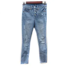 ギャップ GAP スキニーパンツ デニム ジーンズ ダメージ加工 ボタンフライ 25 青 ブルー /YI ●RY