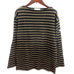 ジャーナルスタンダード レリューム JOURNAL STANDARD relume ニット カットソー ボートネック 長袖 ボーダー M 黒 ブラック カーキ /RT