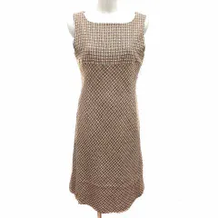 マリクレール MARIE CLAIRE ワンピース ひざ丈 ツイード ノースリーブ ウール アンゴラ混 11 L 茶 ブラウン /YK