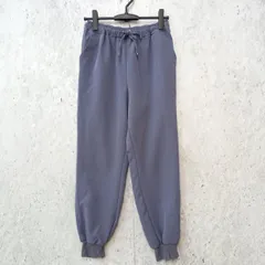 ジョガーパンツ 裾スリット ストレッチ きれい見え ブルー Mサイズ ◎_〇□
