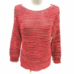 ザラ ZARA KNIT ニット カットソー ボートネック メッシュ 長袖 S 赤 レッド /YK