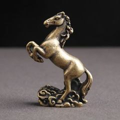 十二支 午 馬 馬踏祥雲 4cm アンティーク 文鎮 金属細工 置物