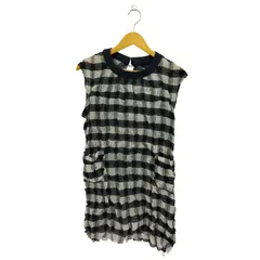 トリココムデギャルソン tricot COMME des GARCONS シワ加工 バンドカラー チェック シルクブレンド ノースリーブワンピース レディース JPN：S のサムネイル