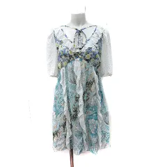 ローズブリット rosebullet ワンピース ミニ 半袖 シフォン シアー ドット 花柄 2 M マルチカラー /YI