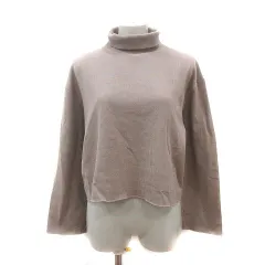 ザラ ZARA ニット カットソー タートルネック 長袖 M ベージュ /MS