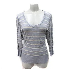 ガリャルダガランテ GALLARDAGALANTE カットソー Vネック ボーダー 長袖 F グレー ベージュ /YI