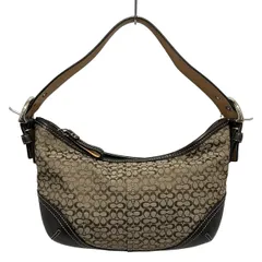 COACH(コーチ) ハンドバッグ美品  ミニシグネチャースモールホーボー 6351 ダークブラウン×ベージュ レザー