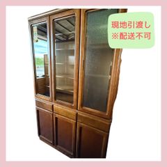 お引取り限定！木製食器棚 ダークブラウン ガラス扉付き - メルカリ
