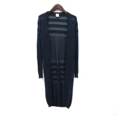 エージーバイアクアガール AG by aquagirl ロングカーディガン カットソー トッパー ボーダー 長袖 M 紺 ネイビー /YI