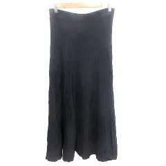ザラ ZARA フレアスカート マキシ ロング リブ S 黒 ブラック /AU