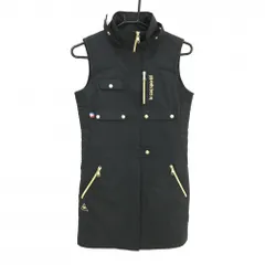 【超美品】ルコック ノースリーブワンピース 黒 一部中綿 メッシュ裏地 フルジップ レディース M ゴルフウェア le coq sportif