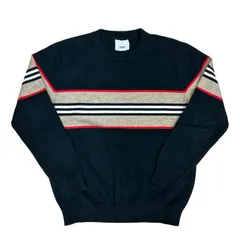 極 美品 BURBERRY バーバリー ストライプ コットン セーター ニット  
