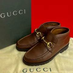 極 美品 箱 袋付き GUCCI グッチ ホースビット 金具 レザー 本革 ショート ブーツ 24.5cm レディース ブラウン 29501