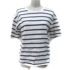 ザラ ZARA カットソー ボーダー 半袖 紺 ネイビー 白 ホワイト /YI