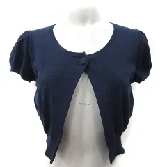 エフデ ef-de カーディガン ボレロ ニット 半袖 9 M 紺 ネイビー /YI