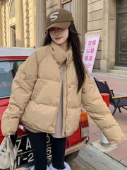 中綿ジャケット レディース ダウンライクコート アウター パフコート 秋 冬 長袖 防? 厚手 ゆったり 通勤 通学 中綿ブルゾン ファッション
