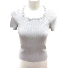 23区 オンワード樫山 ニット カットソー Uネック 半袖 32 グレー /RT