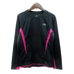 ティゴラ TIGORA スポーツウェア カットソー Tシャツ クルーネック ロゴプリント 長袖 S 黒 ブラック /MN