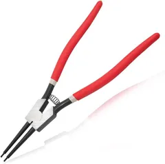 LEONTOOL スナップリングプライヤー 軸用 ストレート ロングタイプ 爪先端径3.2mm 全長318mm 直爪 C型のスナップリング着脱 専用工具 (赤と灰色)