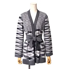 ■美品■Missoni ミッソーニ ニット サイズ42 ボタンレス ベルテッド カーディガン 総柄 ウール【おすすめ】 イタリア製 ブランド古着【中古】20250317/RA3720