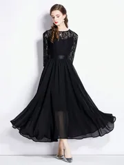 ドレス パーティードレス ワンピース ドレス 七分袖 長袖 親族 レース 入学式 ドレス ロング フォーマル 大きいサイズ ロングドレス 服装 