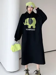 ワンピース ロングワンピース 長袖 パーカーワンピース レディース 裏起毛 マキシワンピース ロングワンピ ワンピ 体型カバー プリント 春 