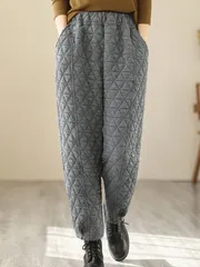 レディース ボトムス キルティングパンツ 厚手パンツ 長ズボン ウエストゴム キルティング ズボン 中綿パンツ 冬 カジュアル