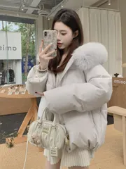 レディース 冬新作 中綿ジャケット フード付きコットンコート コート 取り外し可能大フリースフード ショートダウンパッドコート 加厚コー