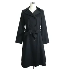 美品 BARNEYS NEWYORK バーニーズニューヨーク カシミヤ100％ ベルテッドコート ロングコート Aライン ウエストベルト ダブルブレスト ブラック サイズ7 レディースのサムネイル