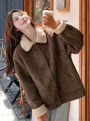 ムートン ボア ジャケット リバーシブル 裏起毛 フェイクムートン コート レディース アウター スウェード スエード 両面着用 かわいい 冬