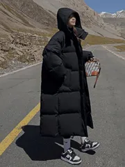 厚手 ロングダウンコート レディース 韓国風 ゆったりオーバーサイズ 膝丈 ふわふわ ダウンジャケット 冬 アウター 暖かい SNS映え コスパ