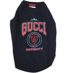 【お値下げ!】 グッチ GUCCI ロゴプリント コットン Tシャツ ネイビー 695747 ZASNH 4400 Mサイズ クレストプリント ウェブストライプタグ ドッグ ペット ウェア 服 洋服 犬 わんちゃん 散歩 小型犬 中型犬【新品・本物】売れ筋
