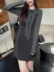 新品・未使用]秋冬の新作：レディース カジュアル ドット ドレス セット、ツーピース アウトフィット、レディース ドレス セット、レディ