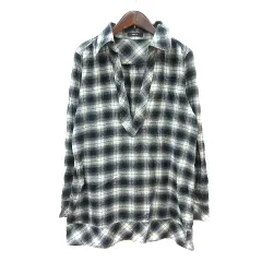 コムサイズム COMME CA ISM チュニック チェック 長袖 L 紺 ネイビー /MN