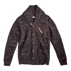 ZK39 JOURNAL STANDARD ジャーナルスタンダード ニットカーディガン ショールカラー ウール リネン ブラウン メンズ Mサイズ