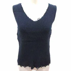 ニコアンド Niko and.. ニット カットソー Vネック ノースリーブ 4 L 紺 ネイビー /YK